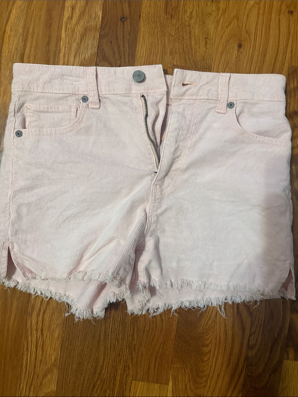 American Eagle Outfitters Light Pink Frayed Hem Jean Shorts